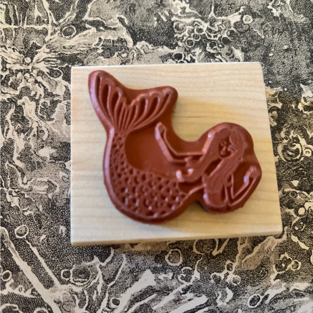 Paper Source - Playful Mermaid Rubber Stamp - EUC